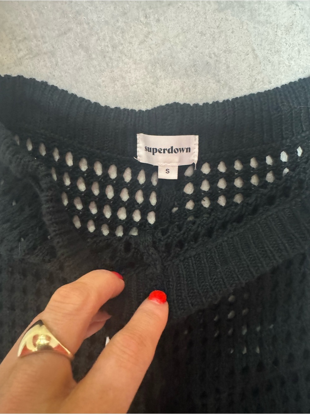 superdown Black Open-Knit Pants - Picture 2 of 2